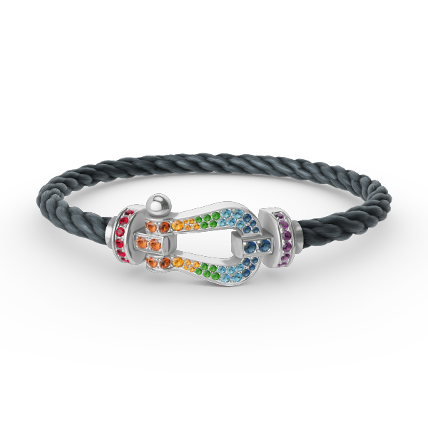 [Lumi Jewels]FORC LARGE HORSESHOE  COLORED DIAMOND BRACELET SILVER