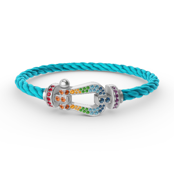 [Lumi Jewels]FORC LARGE HORSESHOE  COLORED DIAMOND BRACELET SILVER