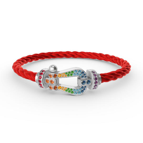 [Lumi Jewels]FORC LARGE HORSESHOE  COLORED DIAMOND BRACELET SILVER