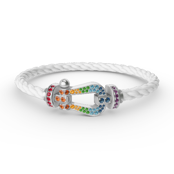 [Lumi Jewels]FORC LARGE HORSESHOE  COLORED DIAMOND BRACELET SILVER