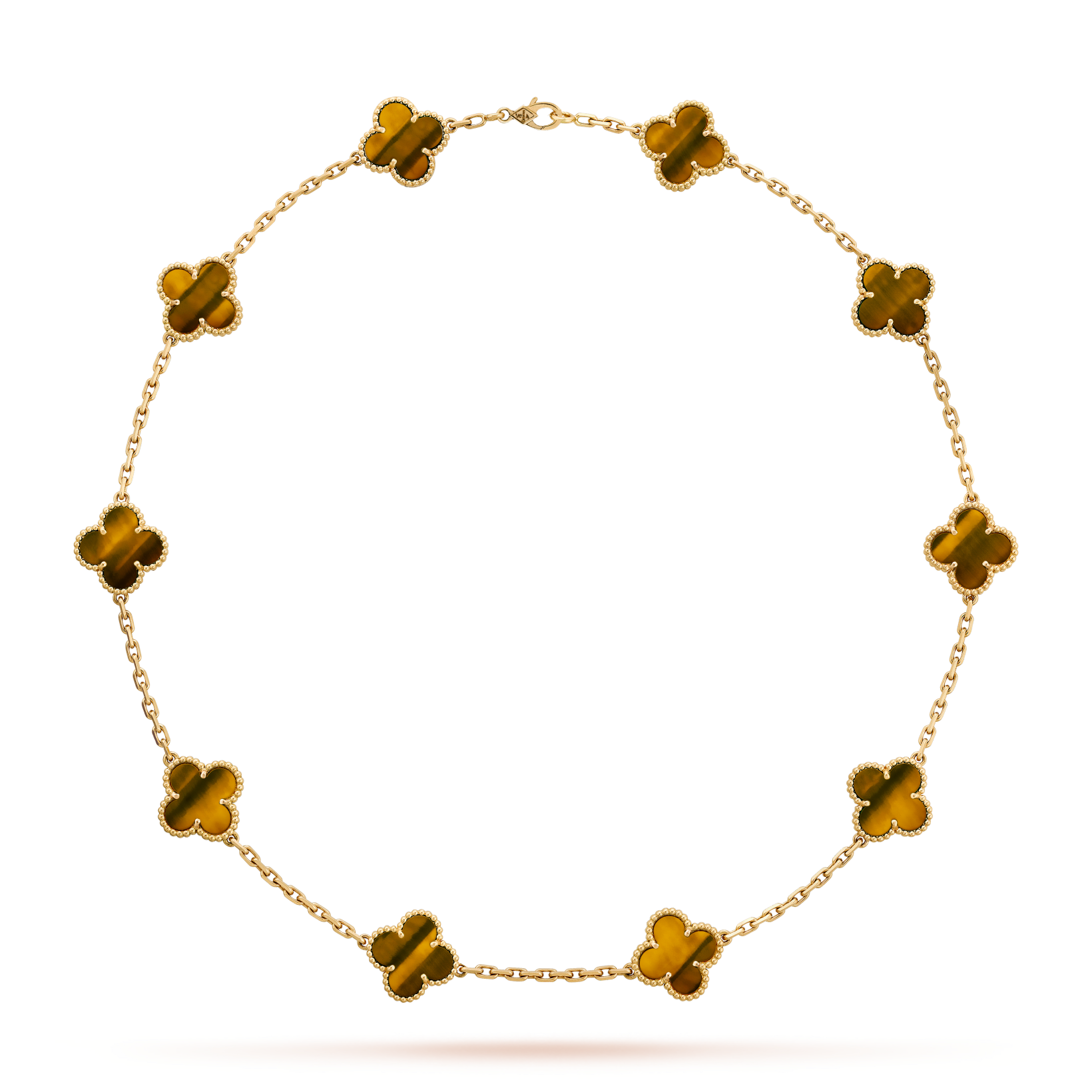 [Lumi Jewels]CLOVER 10 MOTIFS TIGER EYE NECKLACE