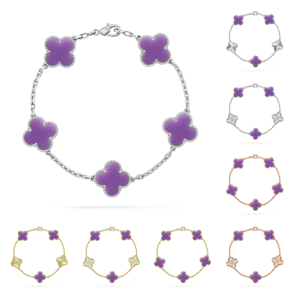 [Lumi Jewels]CLOVER 5 MOTIF LIGHT PURPLE BRACELET COLLECTION