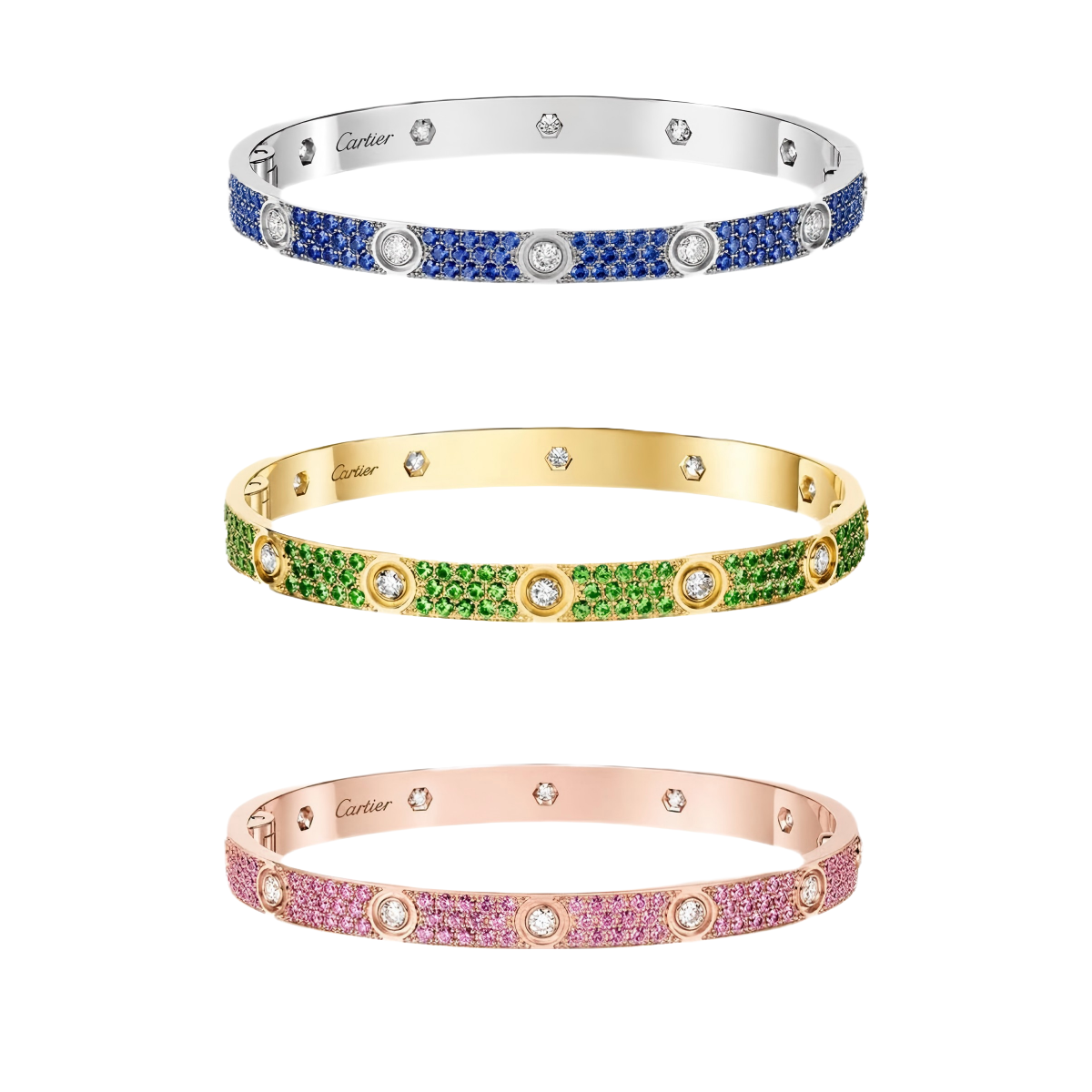 [Lumi Jewels]2026 PAVE GEMSTONE LOVE BRACELET 6.1MM 10 DIAMONDS