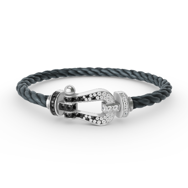 [Lumi Jewels]FORCE LARGE HORSESHOE BLACK WHITE DIAMOND BRACELET SILVER