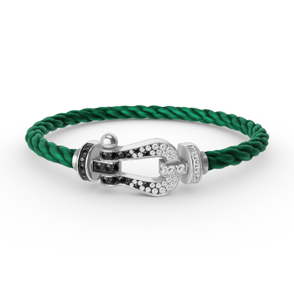 [Lumi Jewels]FORCE LARGE HORSESHOE BLACK WHITE DIAMOND BRACELET SILVER