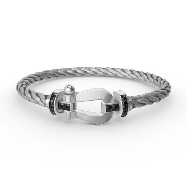 [Lumi Jewels]FORCE LARGE HORSESHOE BLACK DIAMOND BRACELET SILVER