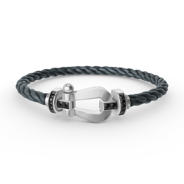 [Lumi Jewels]FORCE LARGE HORSESHOE BLACK DIAMOND BRACELET SILVER
