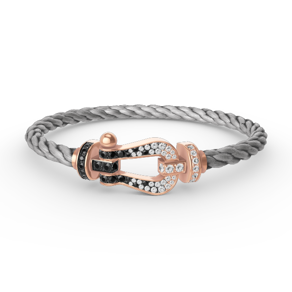 [Lumi Jewels]FORCE LARGE HORSESHOE BLACK WHITE DIAMOND BRACELET ROSE GOLD