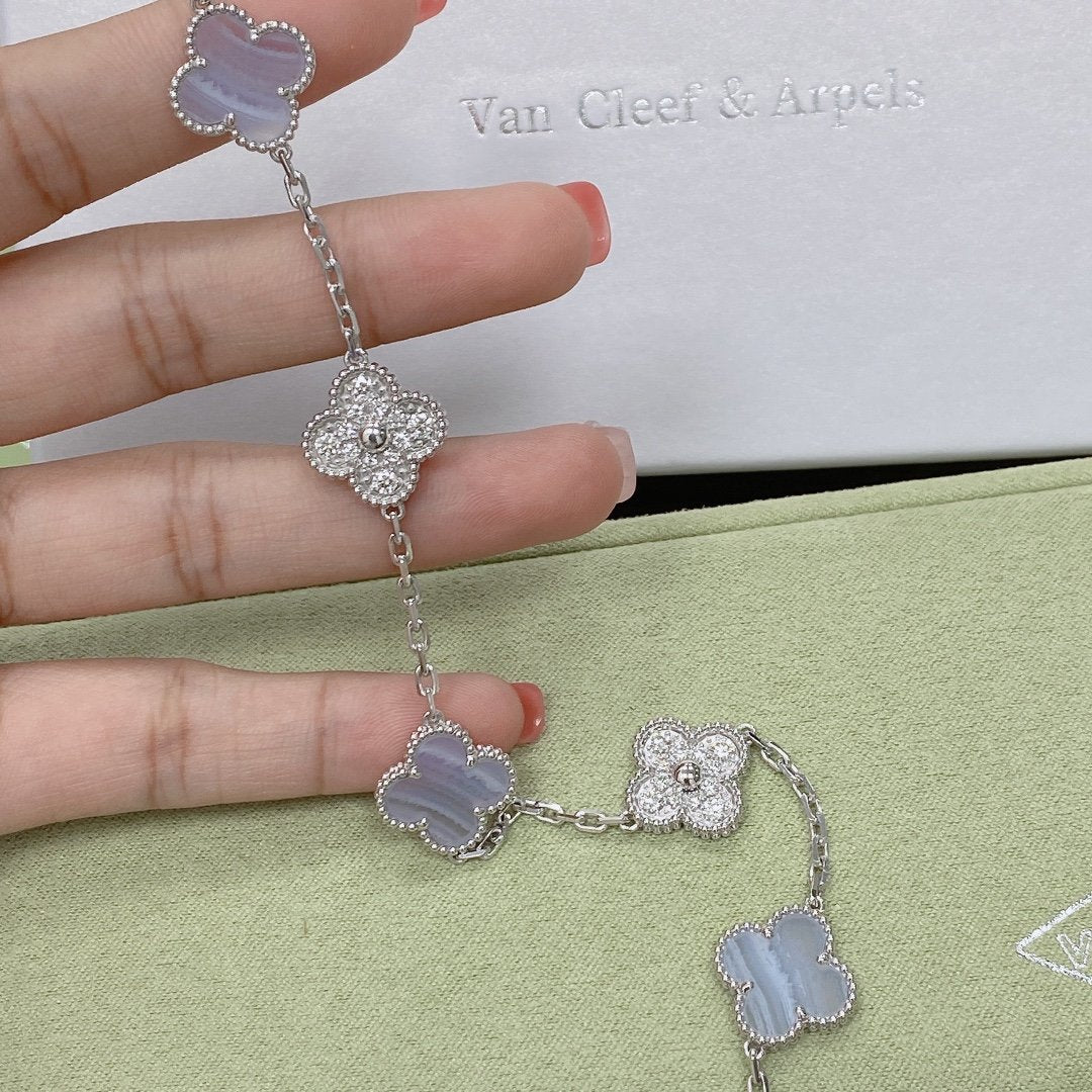 [Lumi Jewels] CLOVER 5 MOTIF PURPLE CHALCEDONY BRACELET COLLECTION