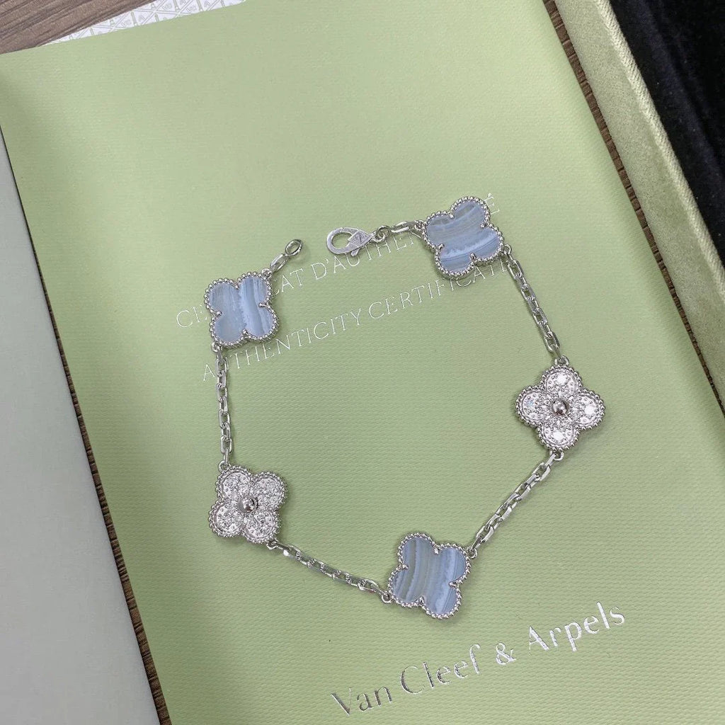 [Lumi Jewels] CLOVER 5 MOTIF PURPLE CHALCEDONY BRACELET COLLECTION