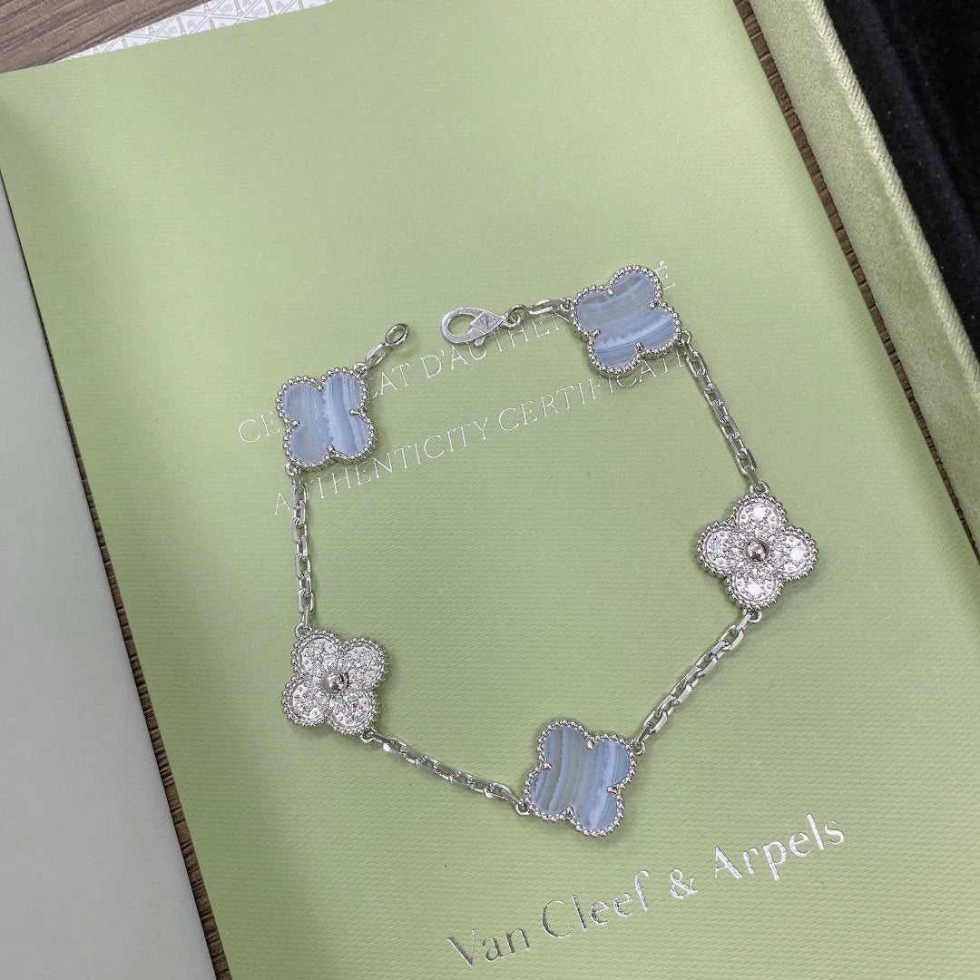 [Lumi Jewels] CLOVER 5 MOTIF PURPLE CHALCEDONY BRACELET COLLECTION