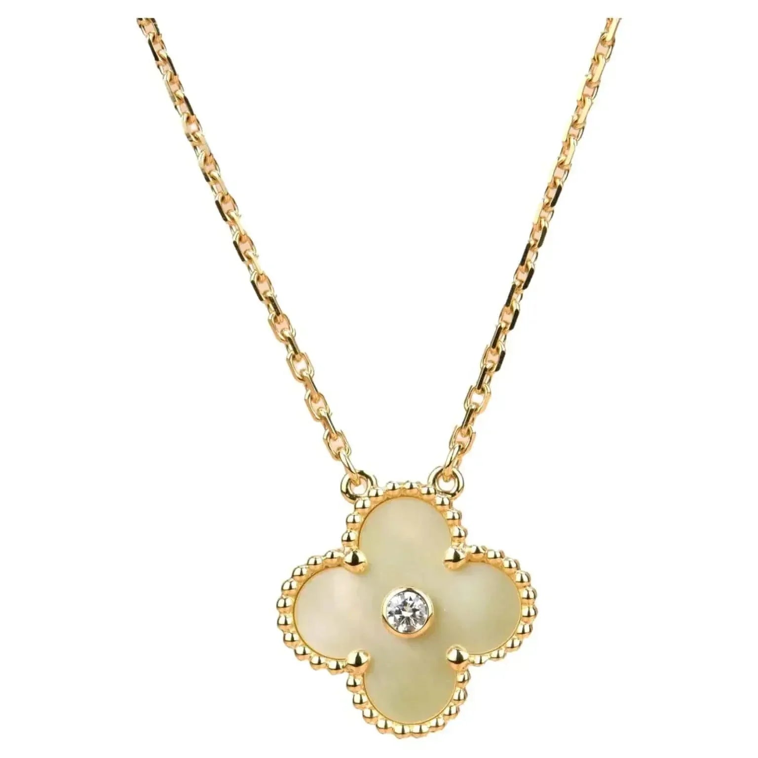 [Lumi Jewels]CLOVER 15MM DIAMOND GOLD MOTHER OF PEARL NECKLACE