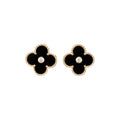 [Lumi Jewels]CLOVER MEDIUM 1 MOTIFS ONYX DIAMOND EARRINGS