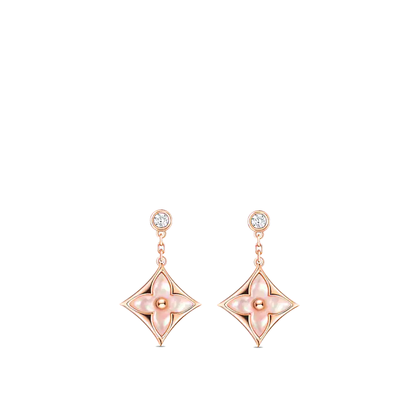 [Lumi Jewels]DOUBLE STAR PINK GOLD MOP DROP EARRINGS