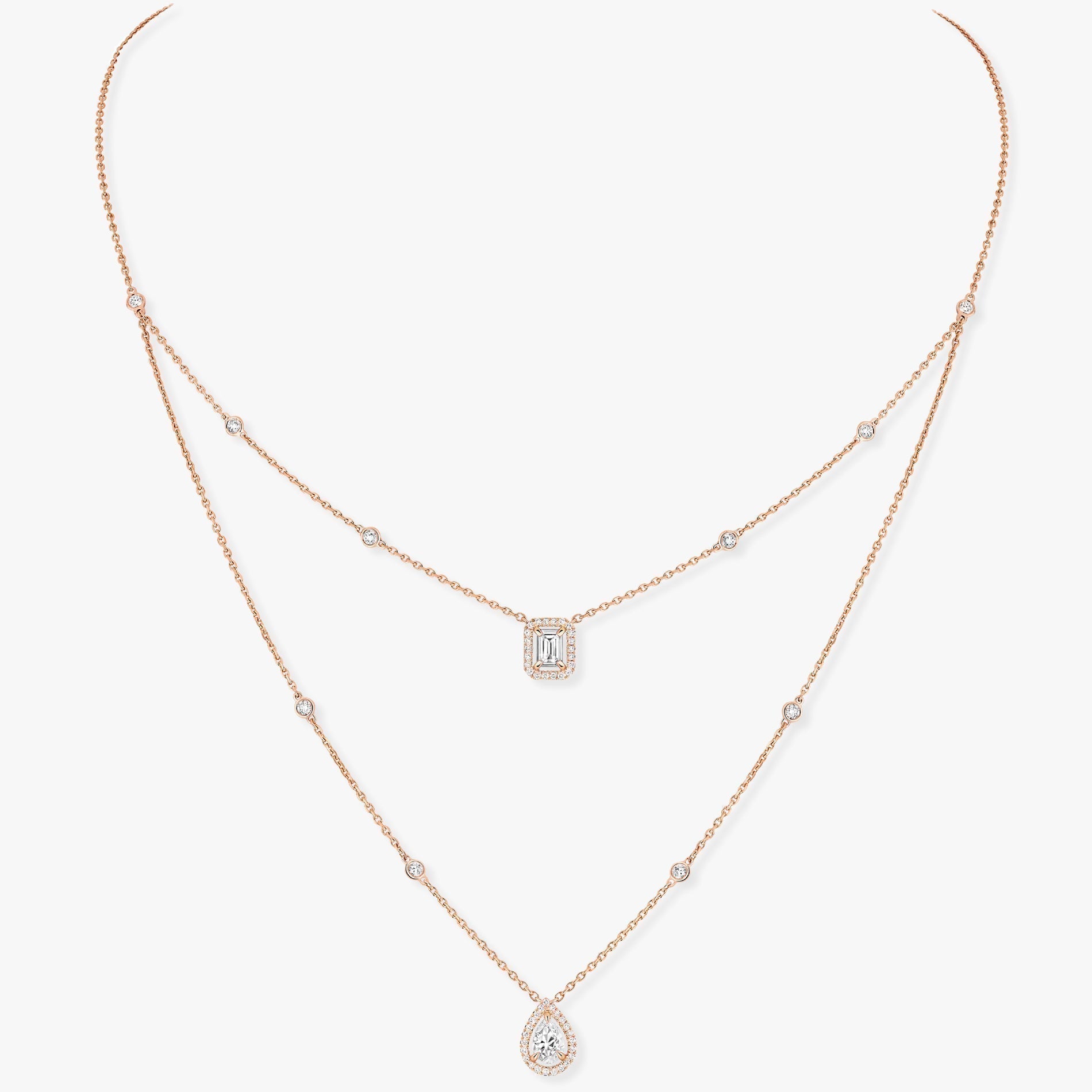 [Lumi]MY TWIN 2 ROW DIAMOND NECKLACE