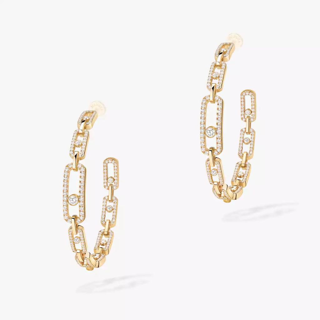 [[Lumi]Move Link Diamond Hoop Earrings