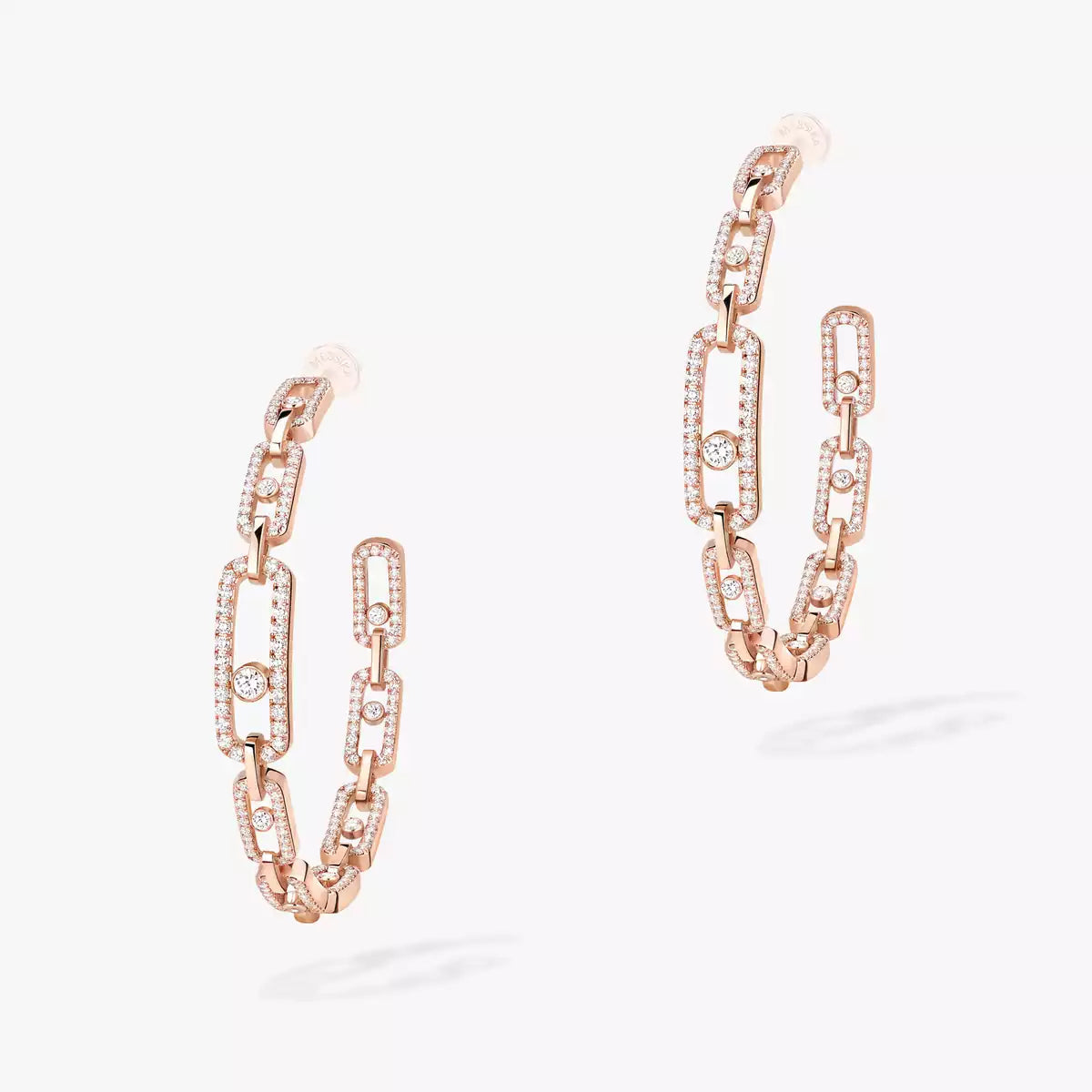 [[Lumi]Move Link Diamond Hoop Earrings