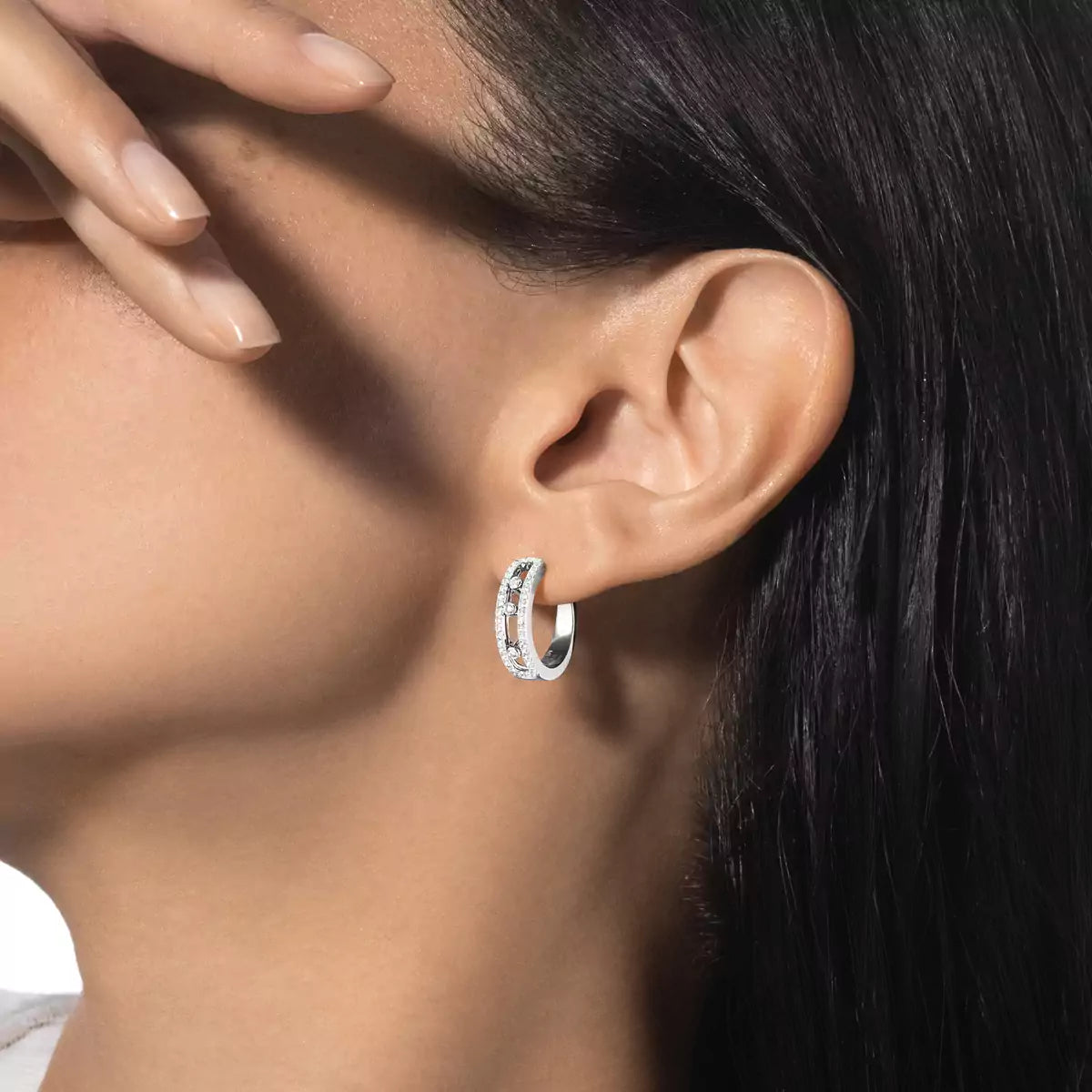 [Lumi Jewels]Diamond Pave_ Hoop Earrings Move