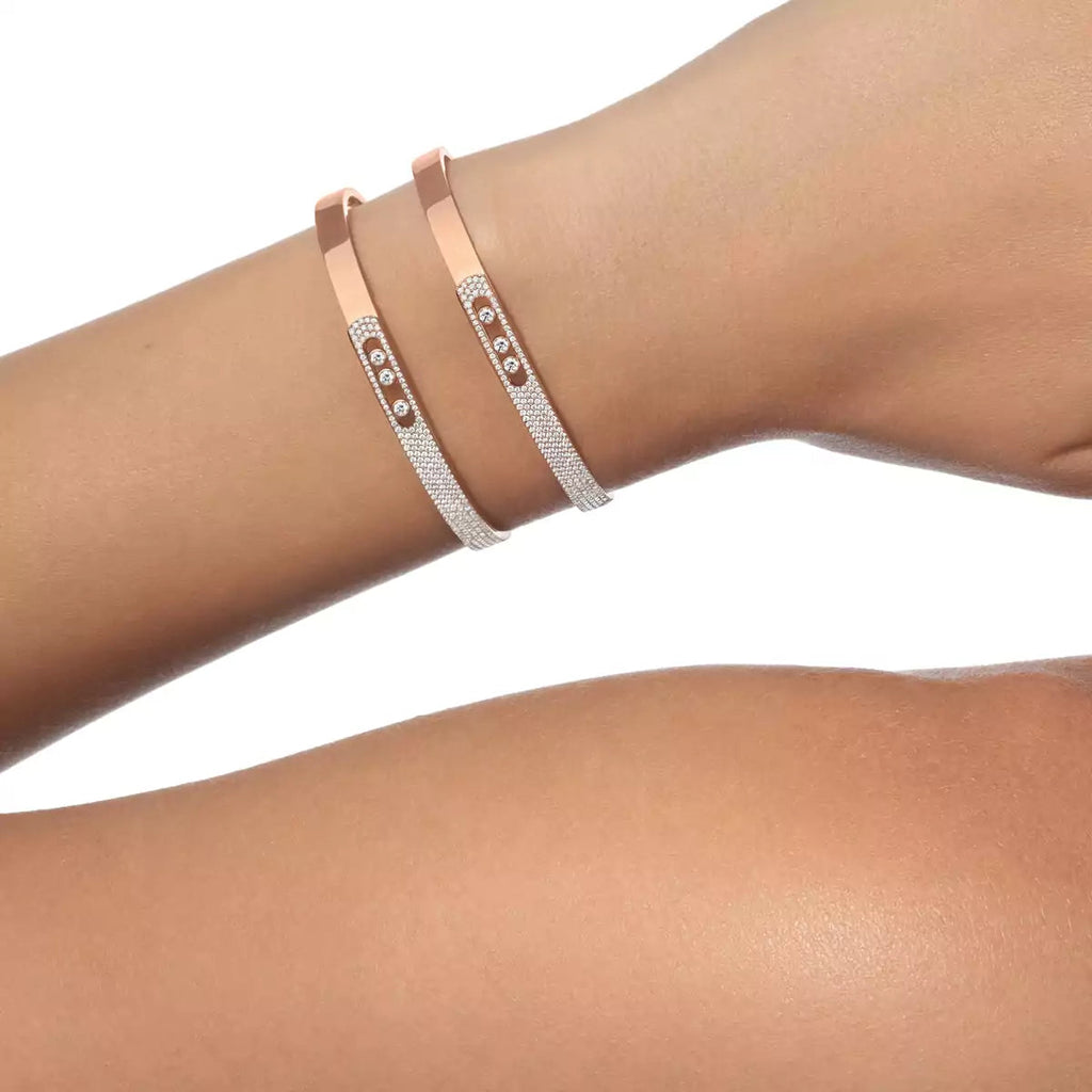 [Lumi Jewels]Move Noa Rose Gold Pav¨¦ Diamond Bangle Bracelet