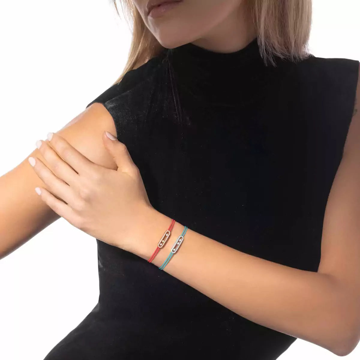 [Lumi]Messika Care(s) pink cord pav茅 bracelet