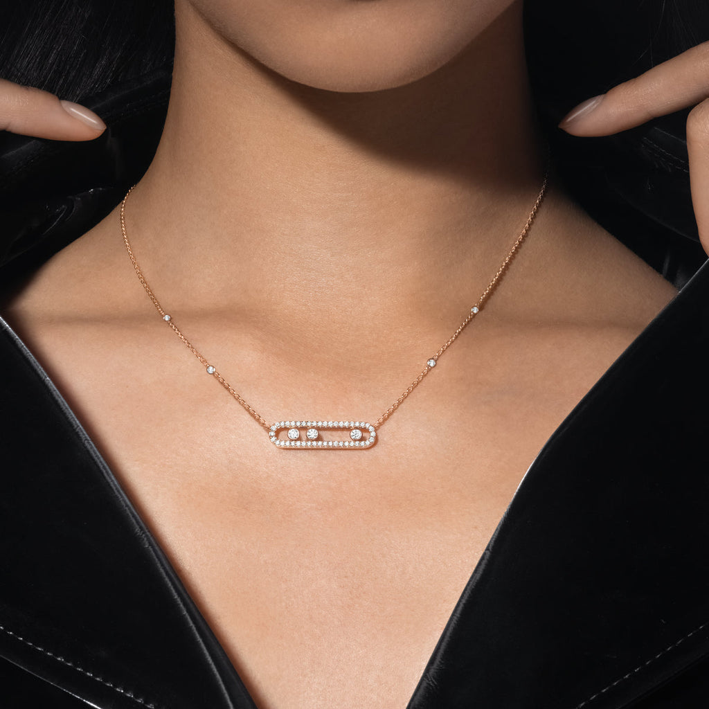 [Lumi Jewels] Move Pave_ Rose Gold Diamond Necklace
