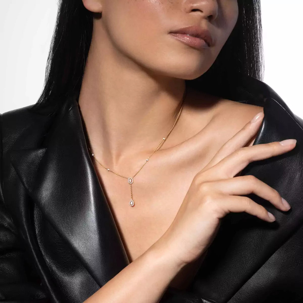 [Lumi]Gold Diamond Tie Necklace