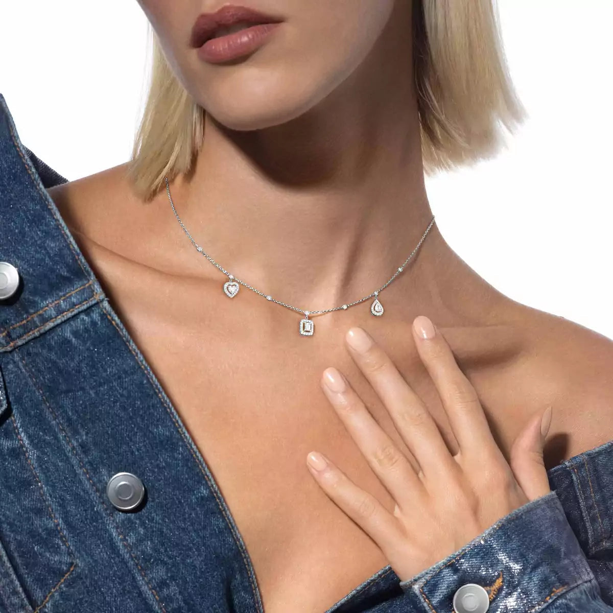 [Lumi Jewels]My Twin Diamond Necklace in Silver