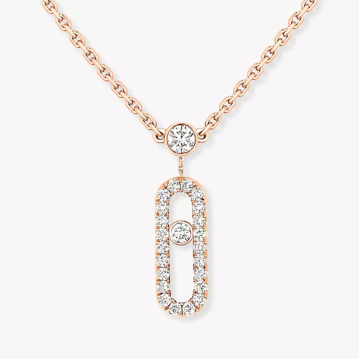 [Lumi Jewels]2 Rows Rose Gold Diamond Pave_ Necklace Move Uno