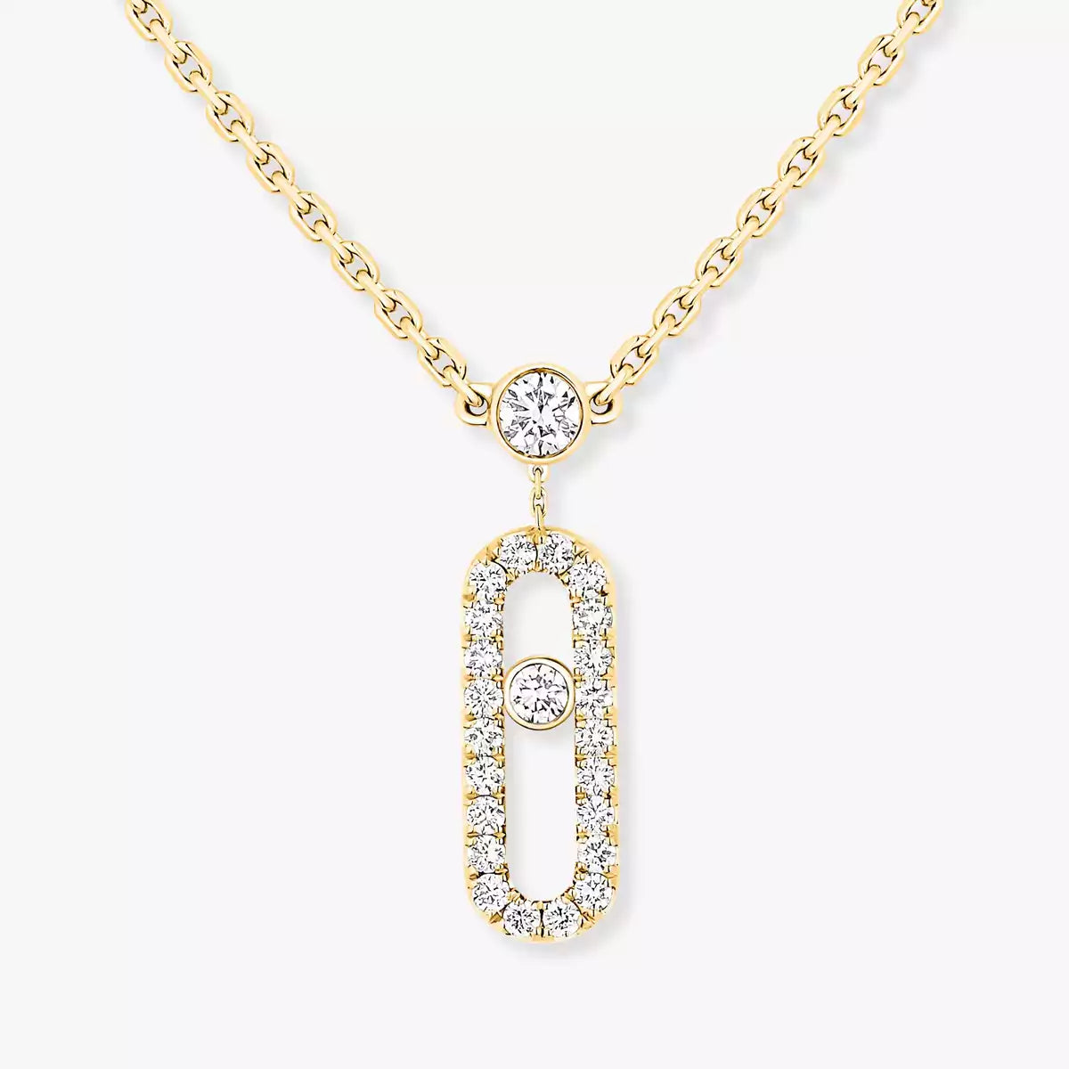 [Lumi Jewels]2 Rows Rose Gold Diamond Pave_ Necklace Move Uno