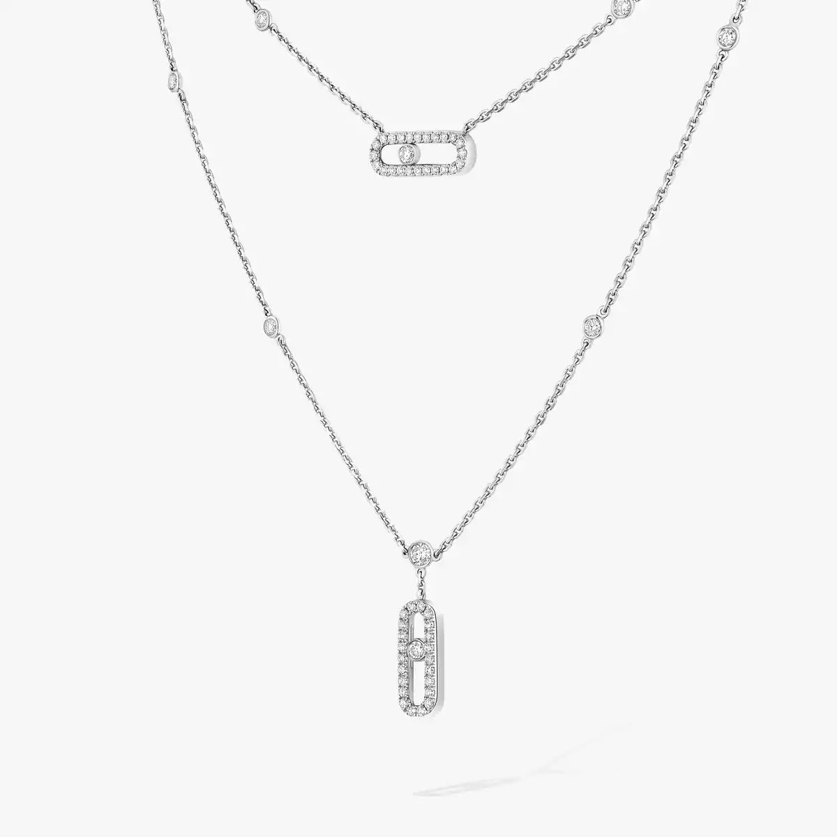 [Lumi Jewels]2 Rows Rose Gold Diamond Pave_ Necklace Move Uno