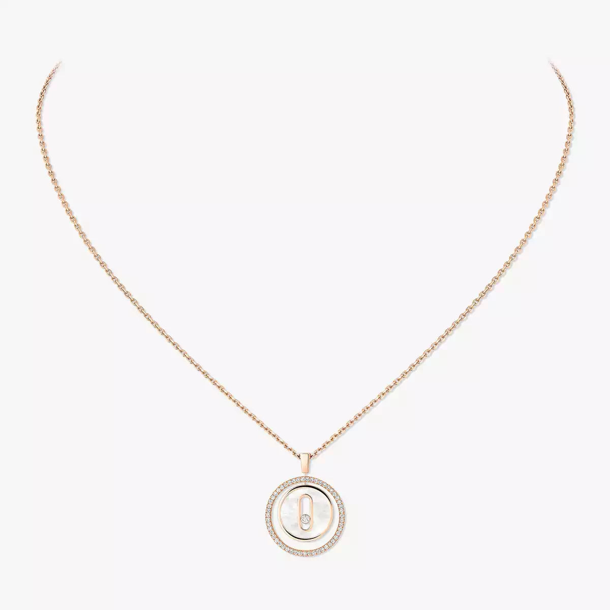 [Lumi]Lucky Move Diamond Necklace in Rose Gold and White Mother-of-Pearl