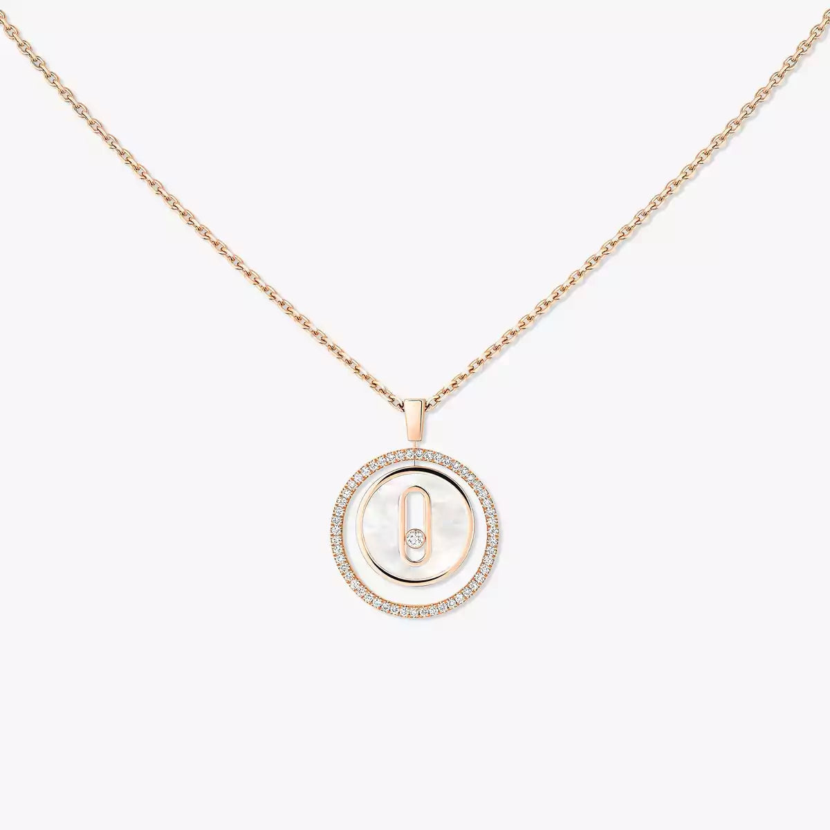 [Lumi]Lucky Move Diamond Necklace in Rose Gold and White Mother-of-Pearl