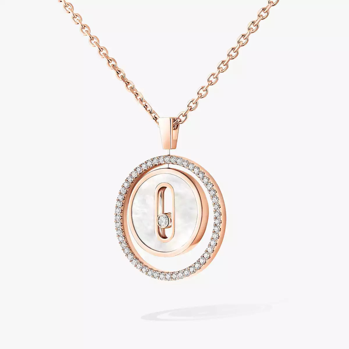 [Lumi Jewels]Lucky Move Diamond Necklace in Rose Gold and White Mother-of-Pearl