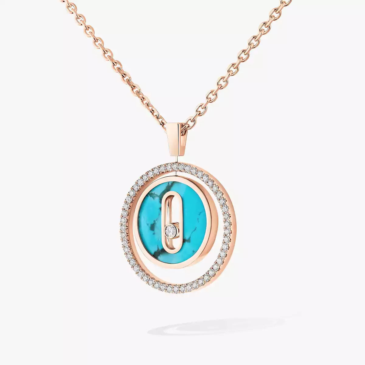 [Lumi]Lucky Move Diamond Necklace in Rose Gold and White Mother-of-Pearl