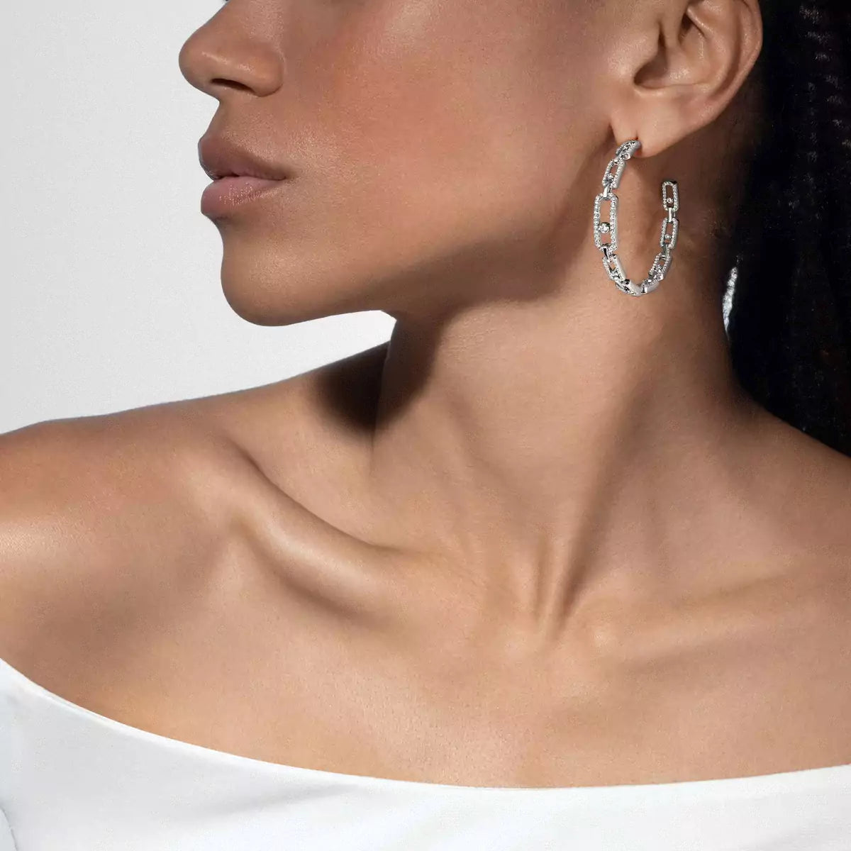 [Lumi Jewels]Move Link Diamond Hoop Earrings
