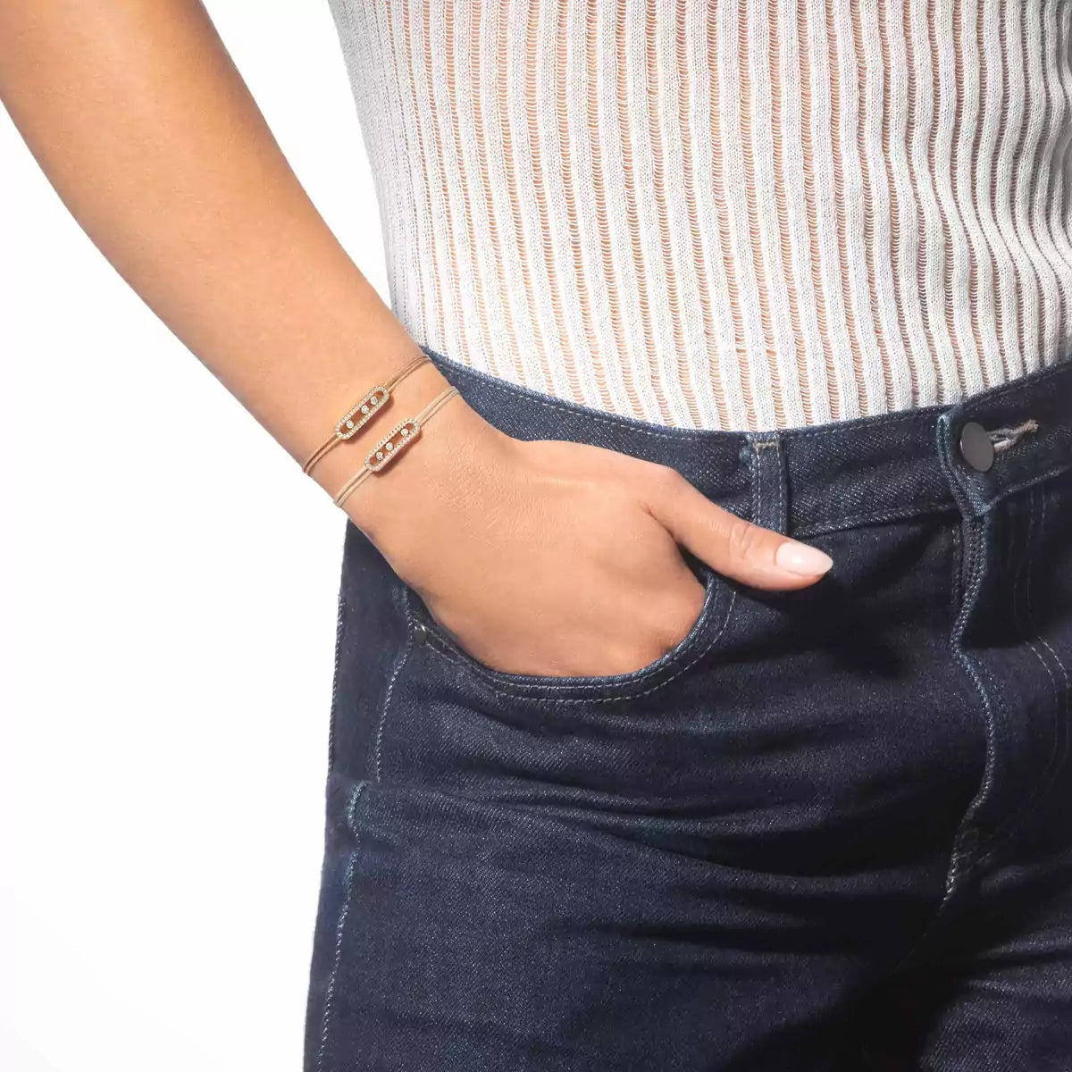 [Lumi Jewels]Messika Care(s) pink cord pav¨¦ bracelet