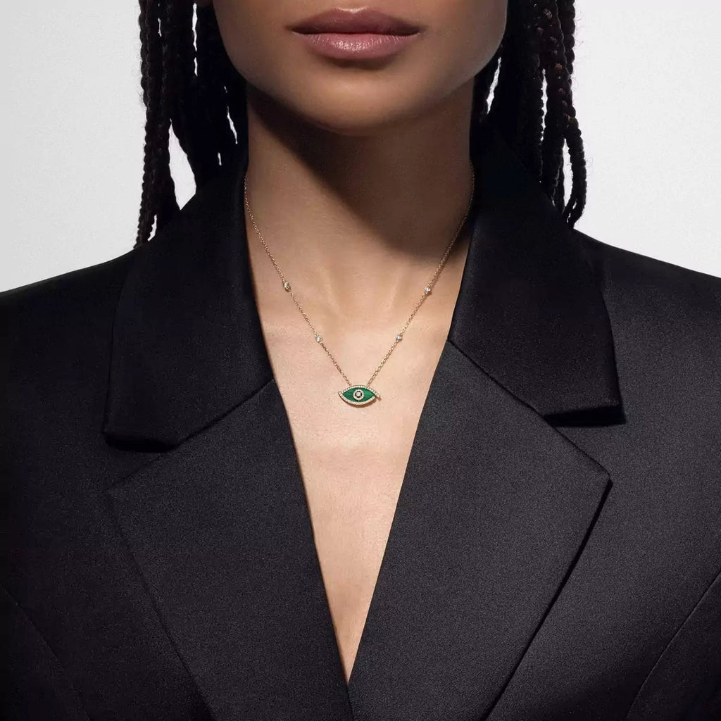 [Lumi Jewels]Lucky Eye Diamond Necklace in Rose Gold and Turquoise