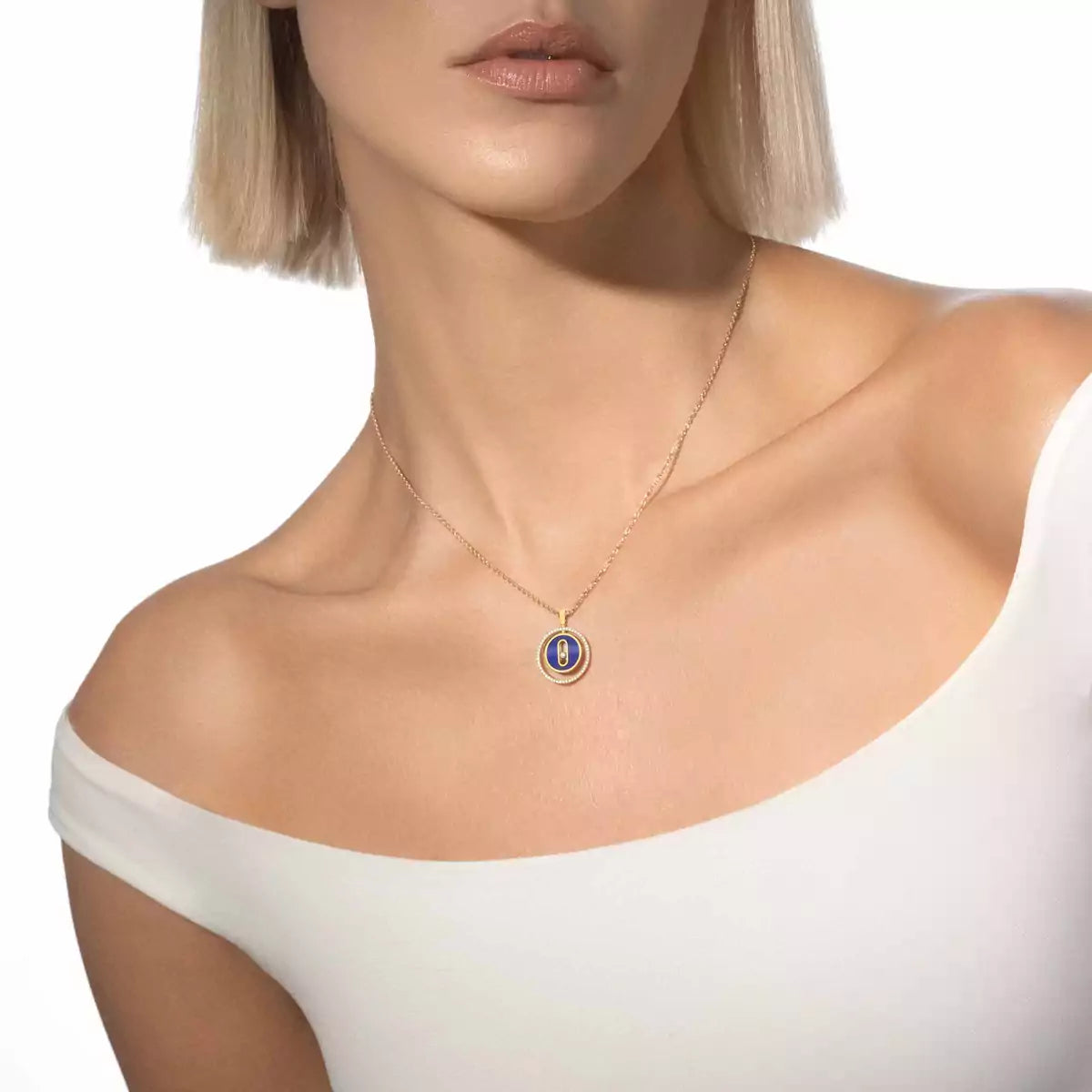 [Lumi]Lucky Move Diamond Necklace in Rose Gold and White Mother-of-Pearl