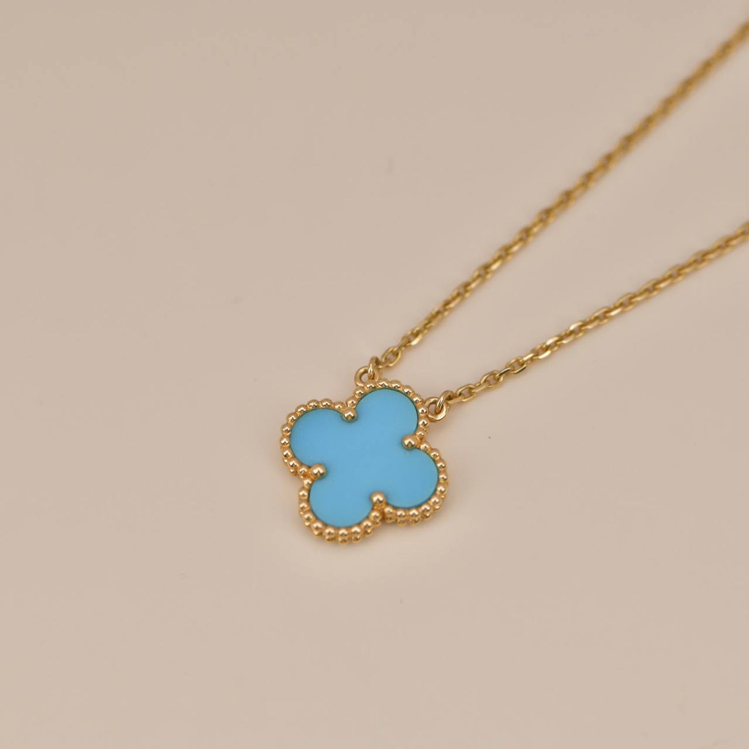[Lumi Jewels]CLOVER 15MM VINTAGE TURQUOISE NECKLACE