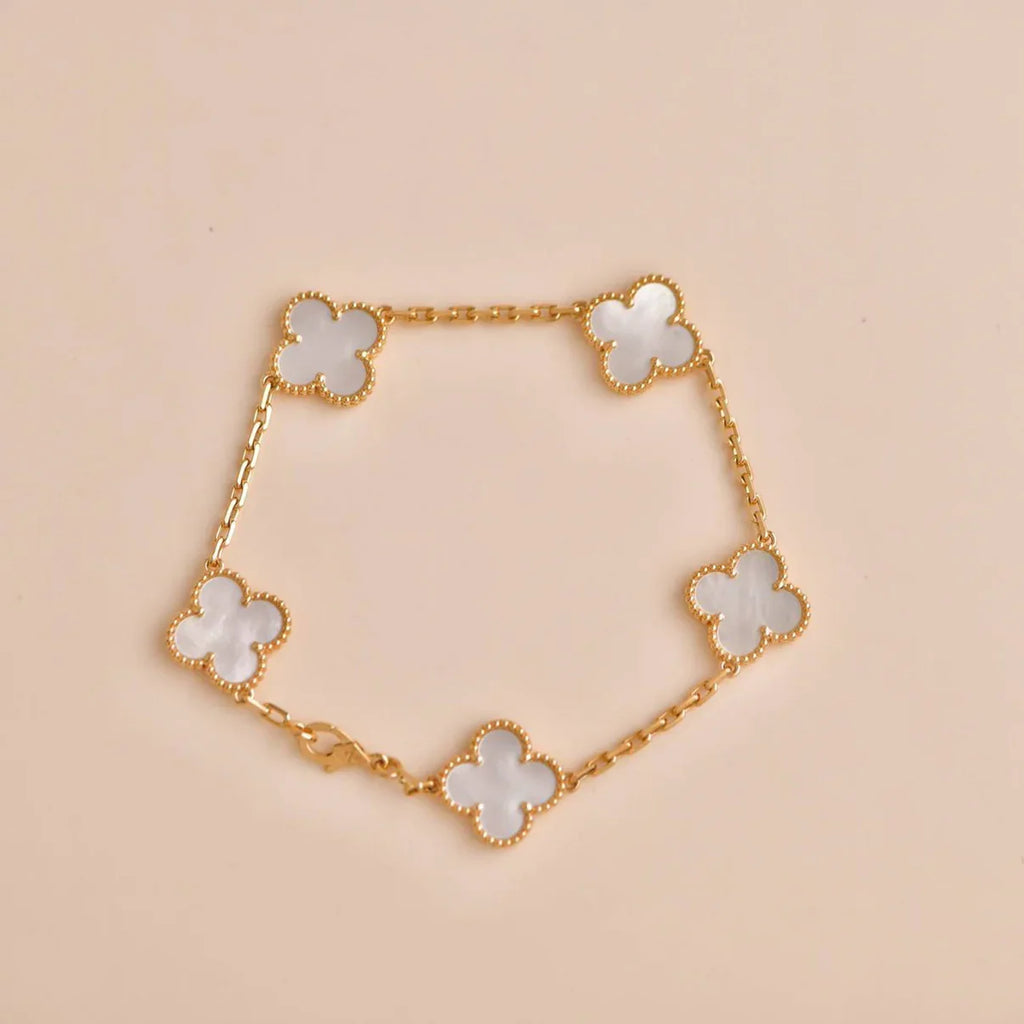 [Lumi Jewels]CLOVER WHITE PEARL MOP 5 MOTIF BRACELET COLLECTION