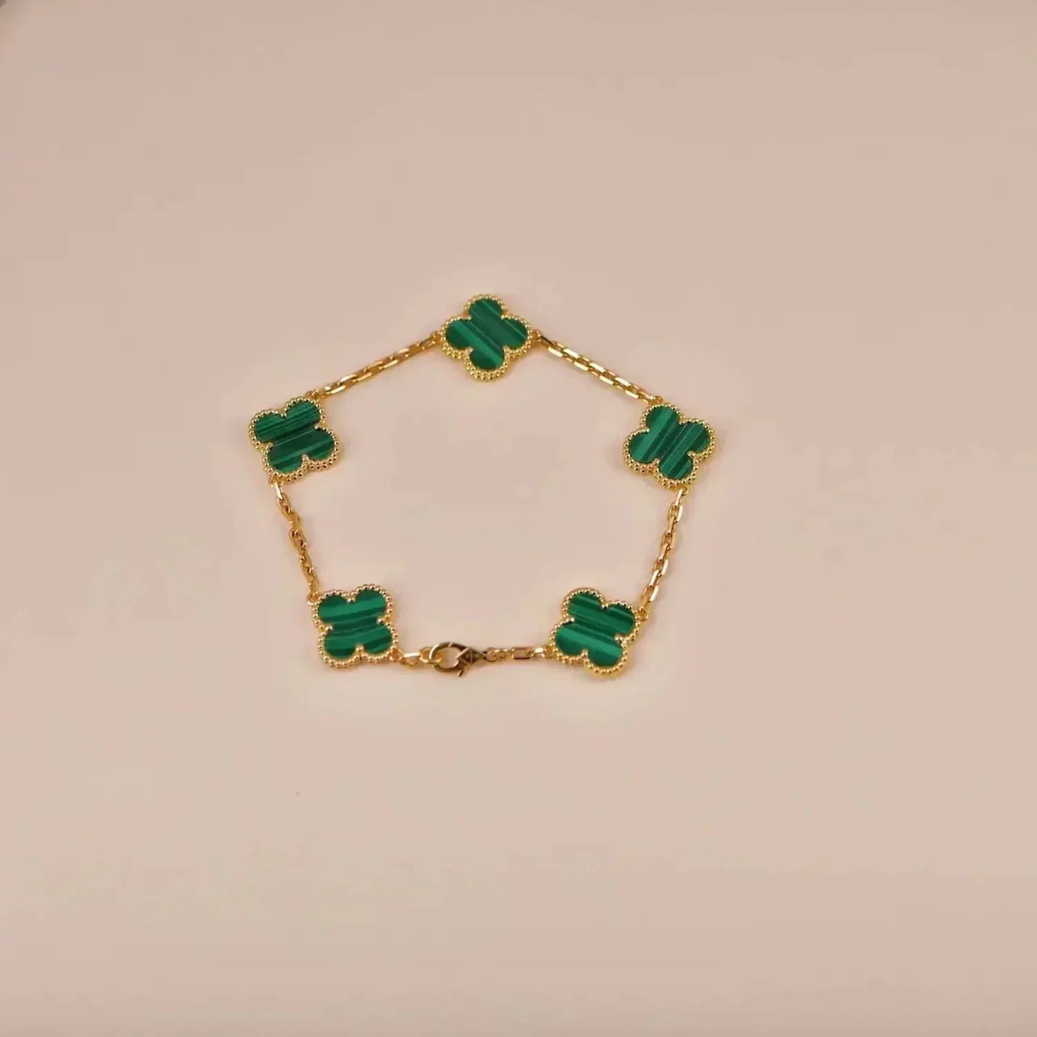 [Lumi Jewels] CLOVER 5 MOTIF MALACHITE BRACELET COLLECTION