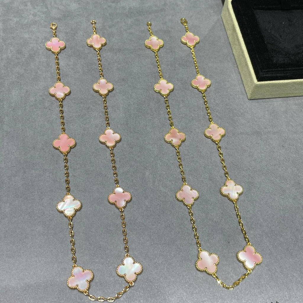 [Lumi Jewels]CLOVER 10 MOTIFS PINK MOP NECKLACE