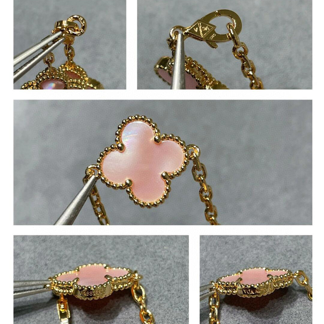[Lumi Jewels]CLOVER 10 MOTIFS PINK MOP NECKLACE