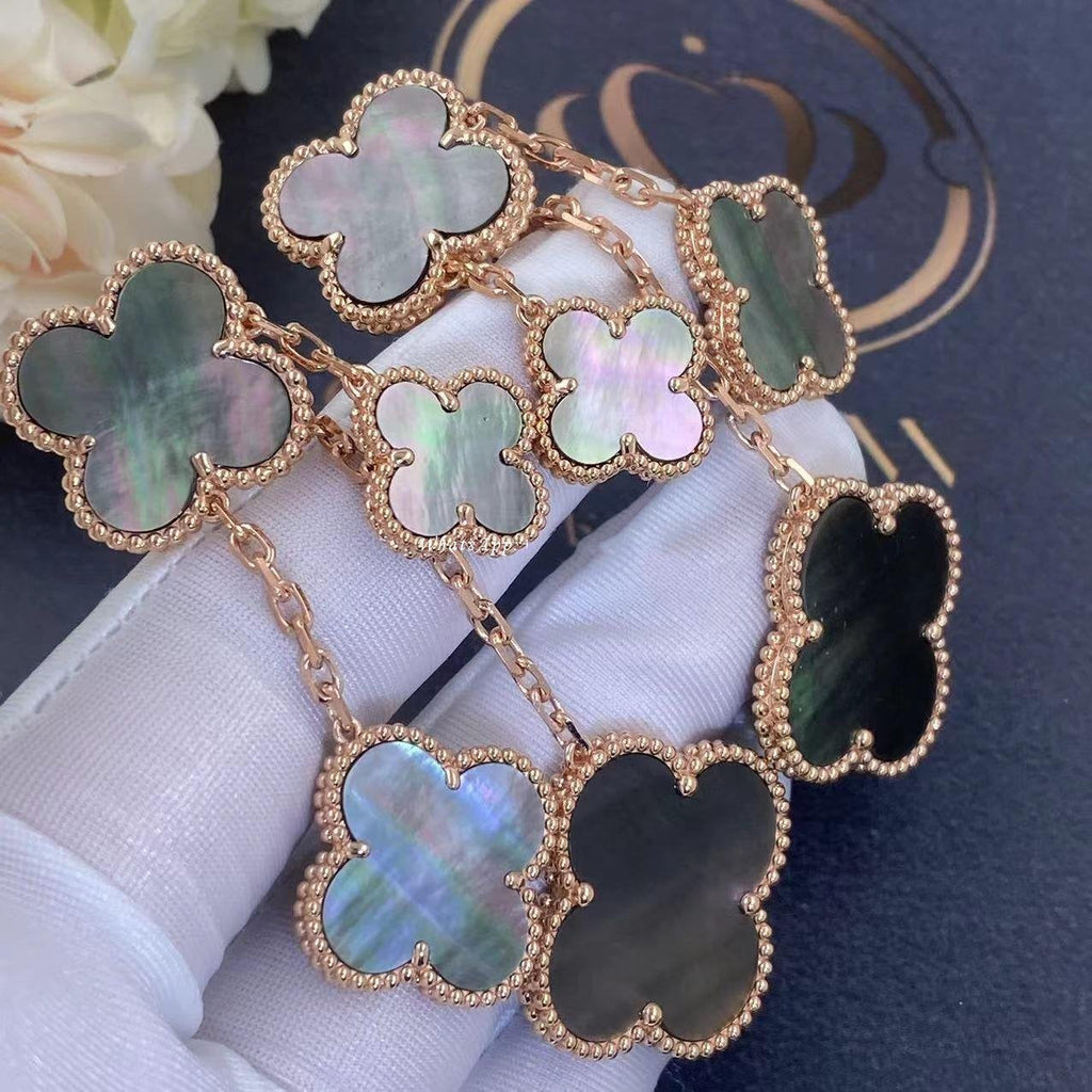 [Lumi Jewels]CLOVER EARRINGS DARK MOP 4 MOTIFS ROSE GOLD