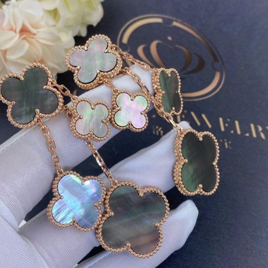 [Lumi Jewels]CLOVER EARRINGS DARK MOP 4 MOTIFS ROSE GOLD