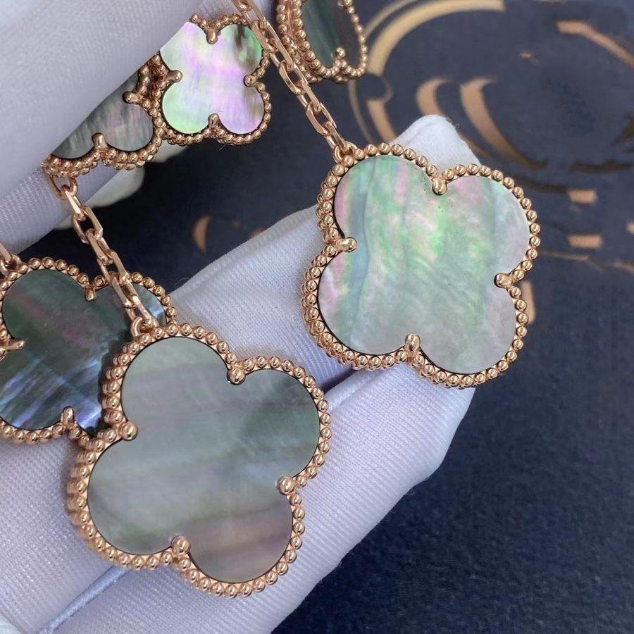 [Lumi Jewels]CLOVER EARRINGS DARK MOP 4 MOTIFS ROSE GOLD