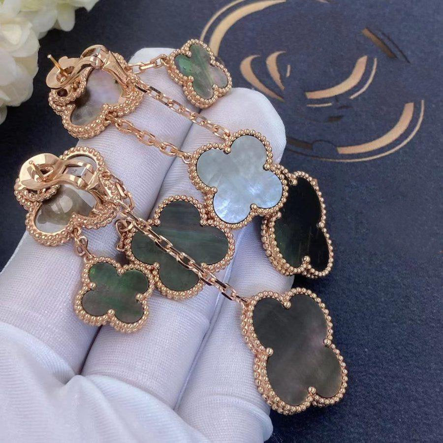 [Lumi Jewels]CLOVER EARRINGS DARK MOP 4 MOTIFS ROSE GOLD