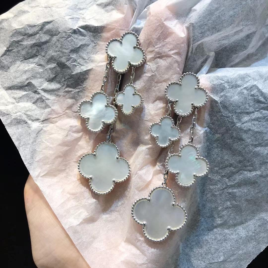 [Lumi Jewels]CLOVER EARRINGS WHITE MOP 4 MOTIFS SILVER