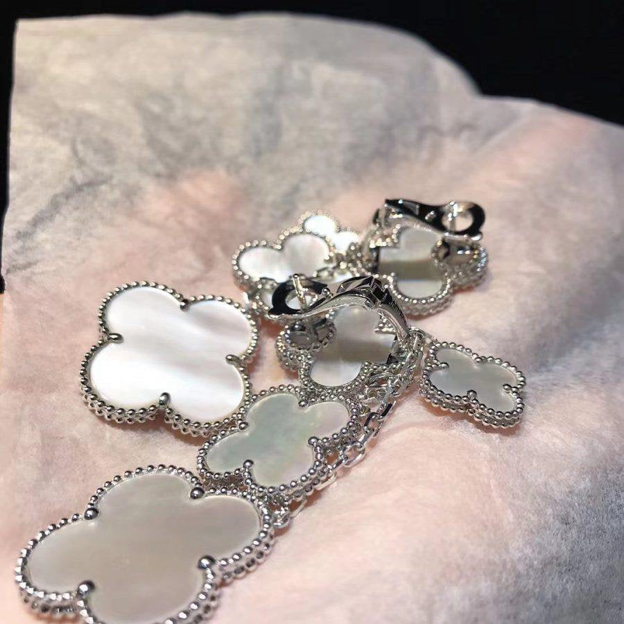 [Lumi Jewels]CLOVER EARRINGS WHITE MOP 4 MOTIFS SILVER