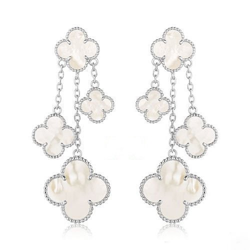 [Lumi Jewels]CLOVER EARRINGS WHITE MOP 4 MOTIFS SILVER